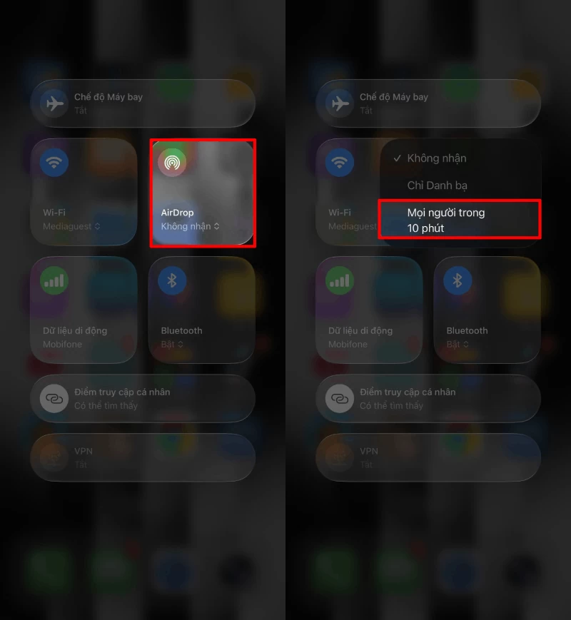 Trên iPhone, vuốt mở Trung tâm điều khiển.