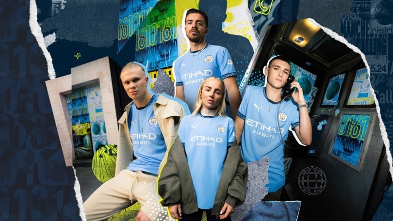 Lojtarët e Manchester Cityt dhe fanellat e tyre për sezonin 2024/25. (Burimi: Manchester City FC) Kjo do të thotë se Man City do të jetë në sezonin 2024/25. (Nguồn: Manchester City FC)