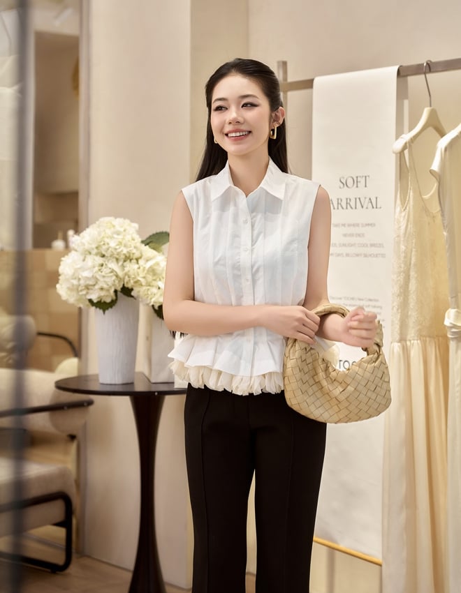 Sức hút tối giản từ trang phục trắng, đen, beige- Ảnh 4.