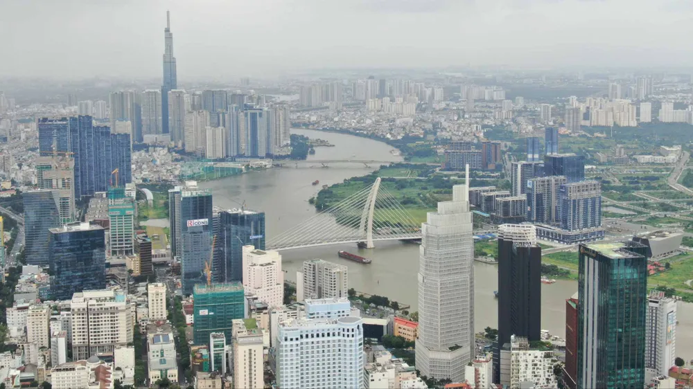 Vue aérienne du centre-ville d'Hô Chi Minh-Ville. Photo : HOANG HUNG