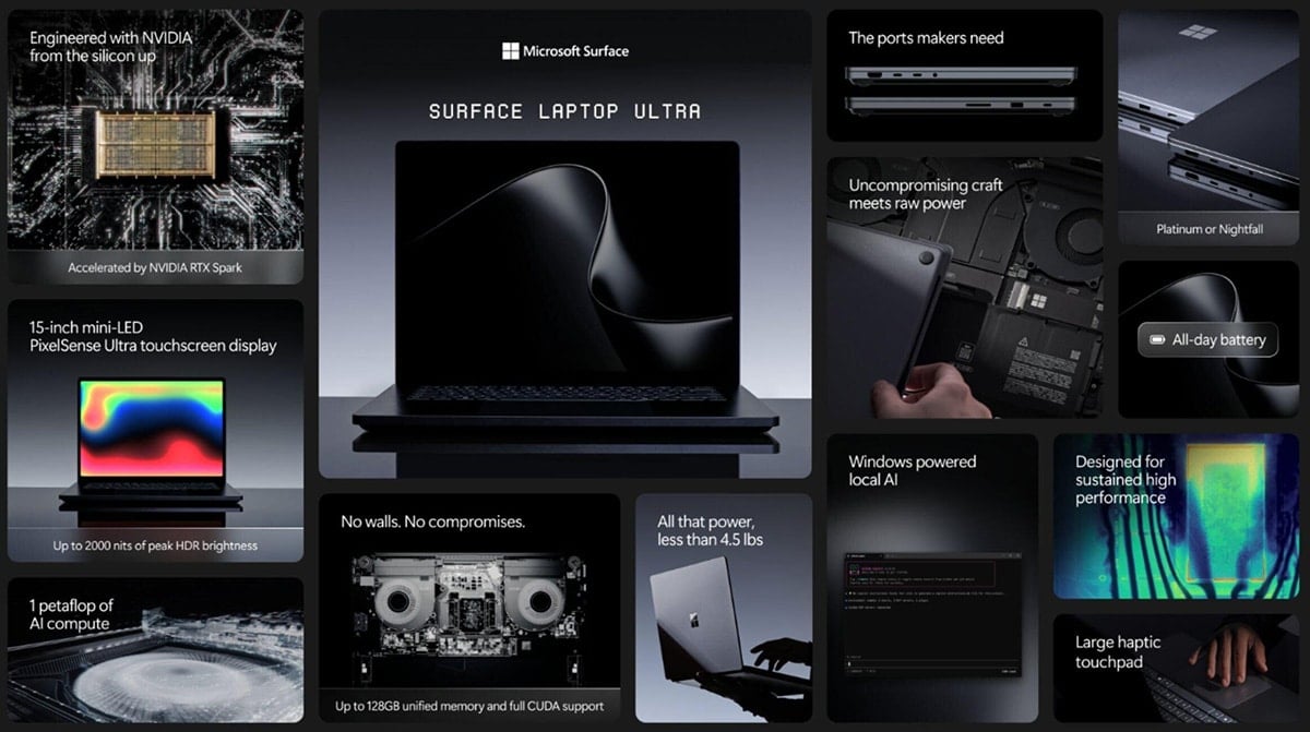 Belangrijkste specificaties van de Surface Laptop Ultra