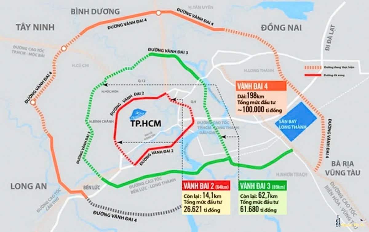 Bản đồ đường Vành đai 4.