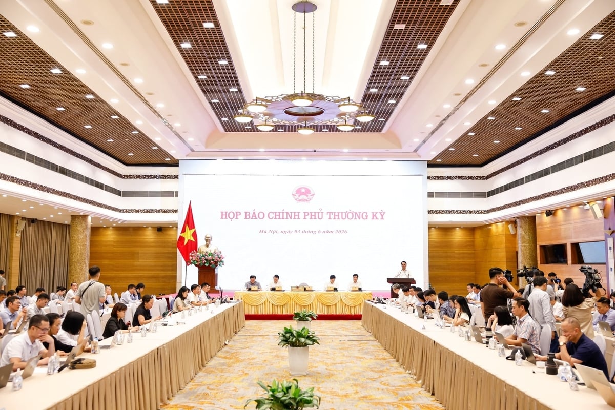 Toàn cảnh phiên Họp báo Chính phủ thường kỳ tháng 5. Ảnh: Như Ý.