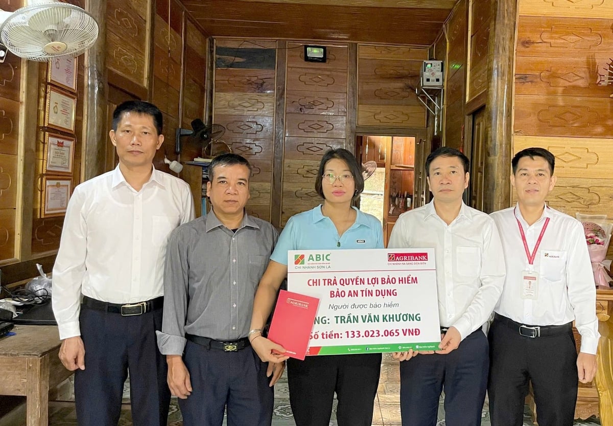 Bảo hiểm Agribank chi nhánh Sơn La chi trả quyền lợi Bảo an tín dụng cho khách hàng. Ảnh: ABIC.