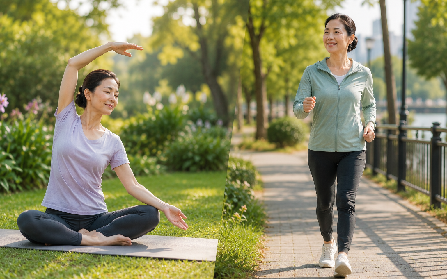 Phụ nữ trung niên nên ưu tiên yoga hay đi bộ?