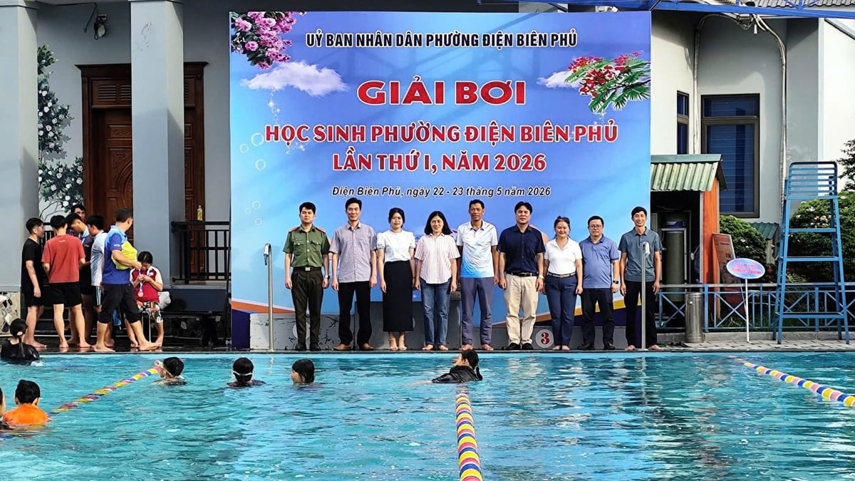 Giải bơi học sinh là một trong những hoạt động góp phần nâng cao kỹ năng bơi và phòng, chống đuối nước cho trẻ em trên địa bàn tỉnh Điện Biên. Ảnh: Phường Điện Biên Phủ.