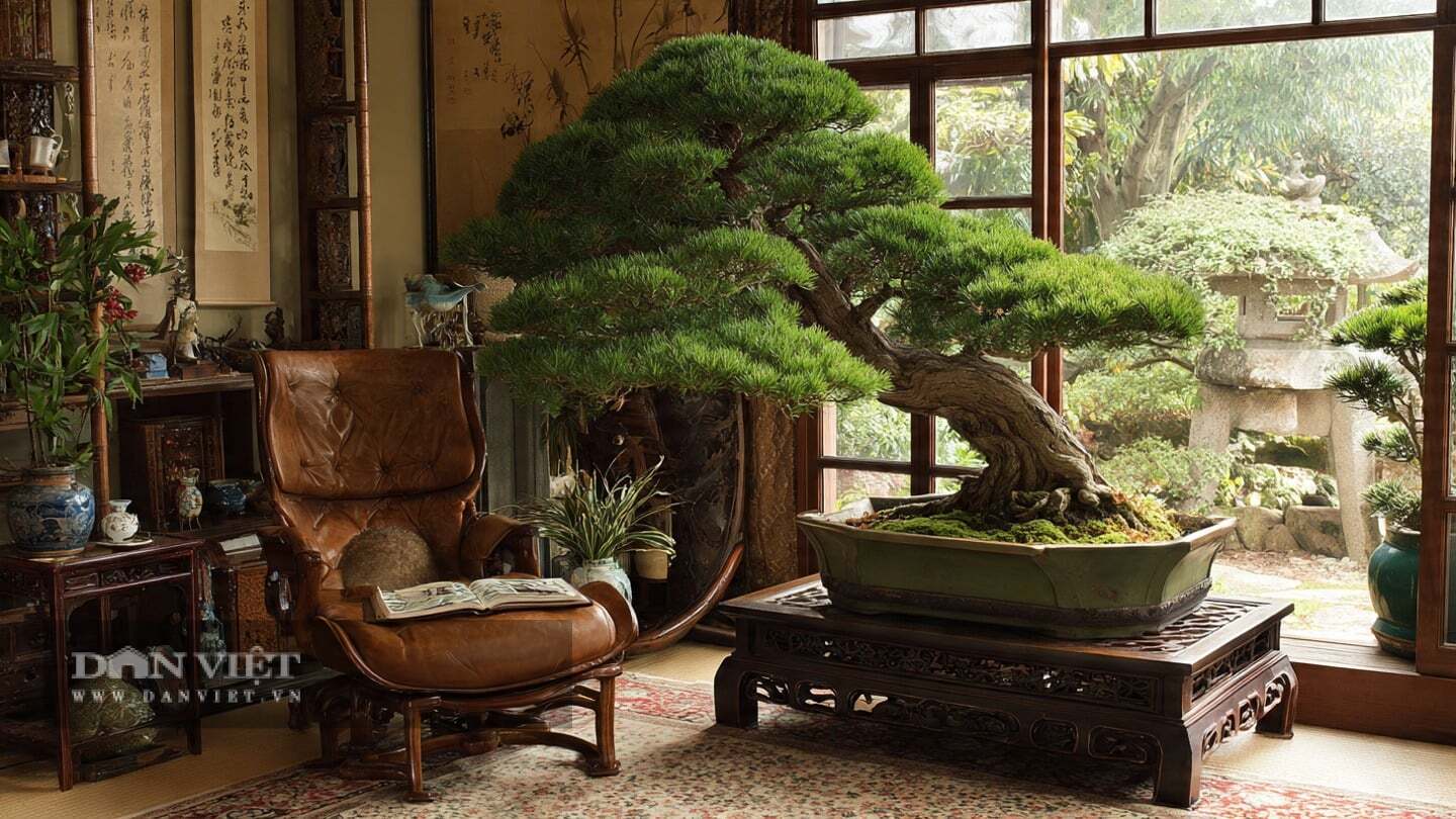 Das Pflanzen zweier glckverheiender Bonsai-Bume ist wie die Einladung  des Gottes des Reichtums ins Haus; das Aufstellen einer Schatzschale dort  bringt Reichtmer, und die groen Bltter bringen Wohlstand und Glck.