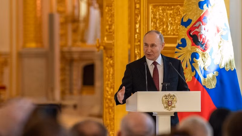 ロシアのウラジーミル・プーチン大統領がモスクワで演説を行った。（写真：THX/VNA）