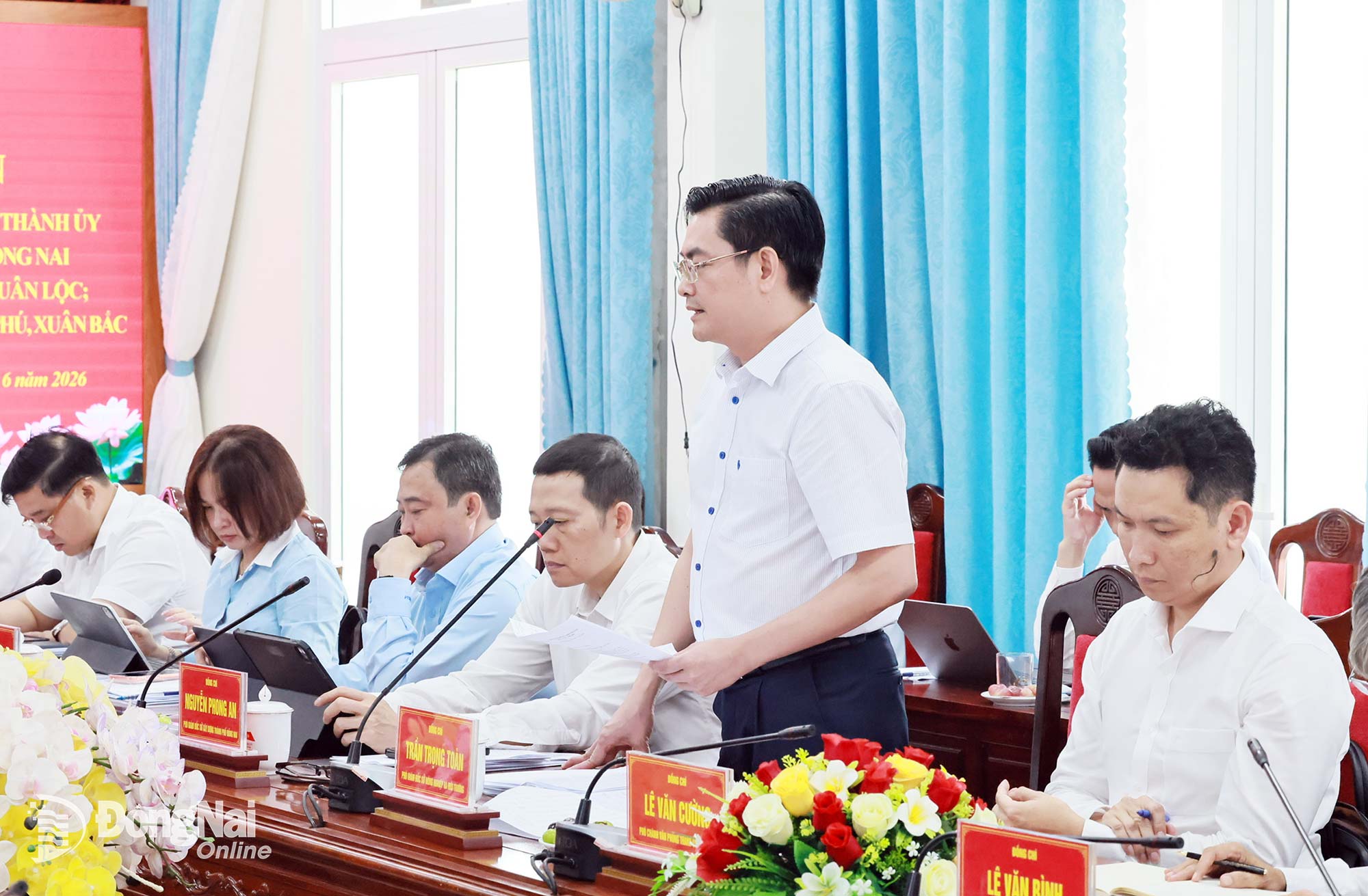 Phó Giám đốc Sở Nông nghiệp và Môi trường Trần Trọng Toàn phát biểu tại buổi làm việc. Ảnh: Công Nghĩa