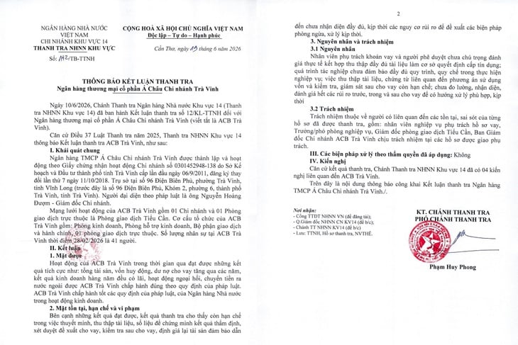 ACB Tra Vinh nedokázala včas identifikovat riziko - Foto 2. ACB Trà Vinh chưa nhận diện kịp thời nguy cơ rủi ro- Ảnh 2.