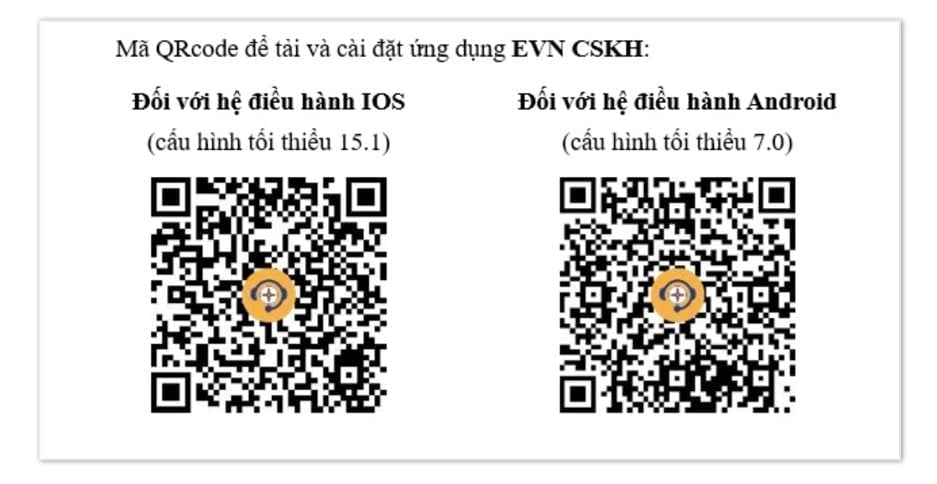 Khách hàng có thể quét mã QR để tải ứng dụng EVN CSKH từ các kho ứng dụng chính thức đối với các hệ điều hành iOS và Android. Ảnh: EVN.