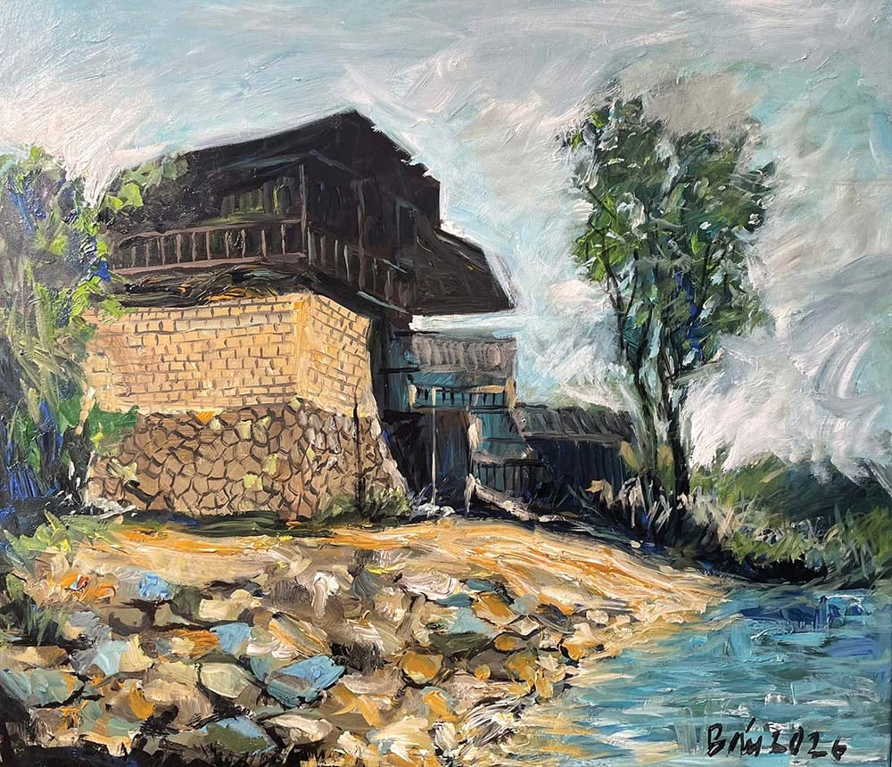 পুরোনো বাড়ি। চিত্রকর্ম: হোয়াং বাউ