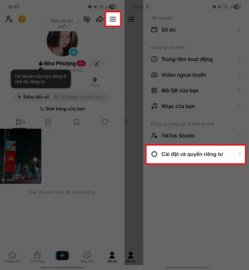 ابتدا برنامه تیک تاک را باز کنید. Trước tiên, bạn mở ứng dụng TikTok.