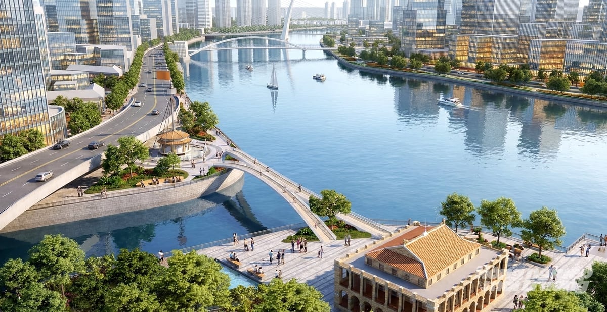 Entrando em uma nova fase de desenvolvimento, a cidade de Ho Chi Minh expandiu seu espaço urbano após a fusão com Binh Duong e Ba Ria - Vung Tau (anteriormente), formando uma megacidade dinâmica e moderna com forte competitividade na região e internacionalmente. Foto: Comitê Organizador. Bước vào giai đoạn phát triển mới, TP.HCM mở rộng không gian phát triển sau khi hợp nhất với Bình Dương và Bà Rịa - Vũng Tàu (cũ), hình thành một siêu đô thị năng động, hiện đại, có sức cạnh tranh trong khu vực và quốc tế. Ảnh: BTC.