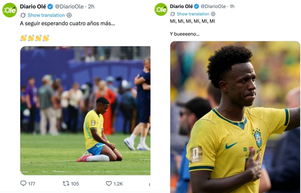 アルゼンチンの新聞がブラジル代表チームを嘲笑した。