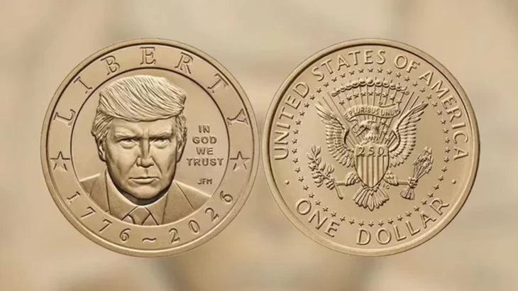 米国はトランプ氏の肖像をあしらった1ドル硬貨を鋳造した。