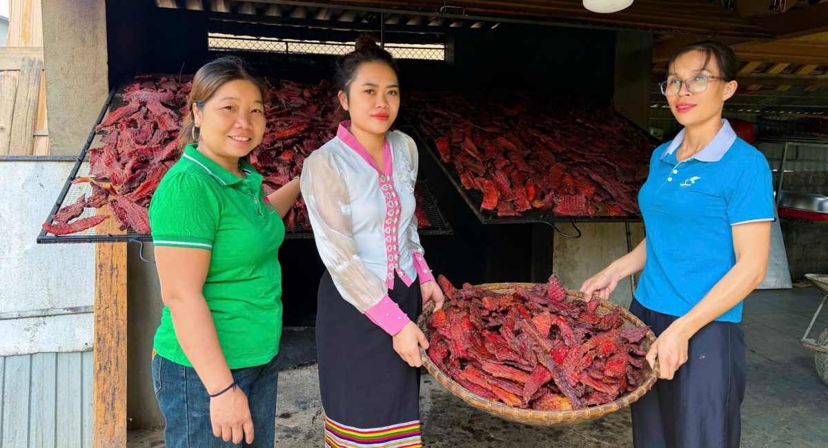 With a loan from the Social Policy Bank, the family of Ms. Vi Thi Tham in Binh Chuan commune boldly invested in expanding the production of smoked pork products.