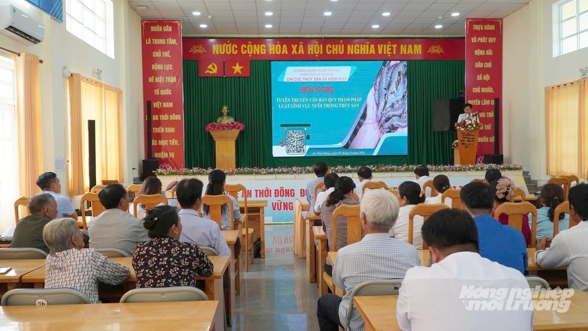 Người dân xã Bình Khánh tham dự hội nghị tuyên truyền, phổ biến các quy định pháp luật mới trong lĩnh vực nuôi trồng thủy sản do Chi cục Thủy sản và Kiểm ngư TP.HCM tổ chức. Ảnh: Lê Bình. Người dân xã Bình Khánh tham dự hội nghị tuyên truyền, phổ biến các quy định pháp luật mới trong lĩnh vực nuôi trồng thủy sản do Chi cục Thủy sản và Kiểm ngư TP.HCM tổ chức. Ảnh: Lê Bình.