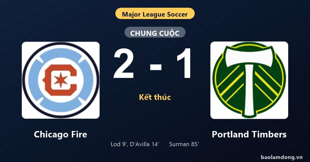 Wedstrijdstatistieken Chicago Fire 2-1 Portland Timbers: D. D'Avilla blinkt uit, Chicago Fire pakt a
