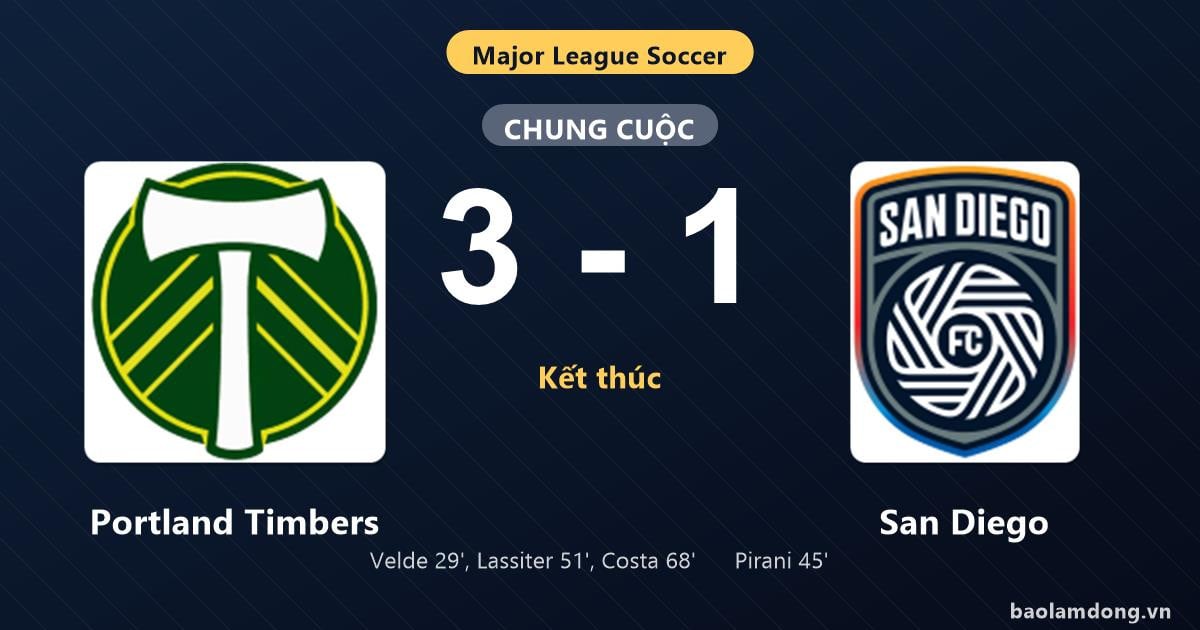 Wedstrijdstatistieken Portland Timbers 3-1 San Diego: D. Da Costa blinkt uit, Portland Timbers pakt 