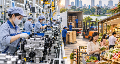 Hanoi: Industrie en handel vormen de basis voor het behalen van een groeidoelstelling van het bruto 