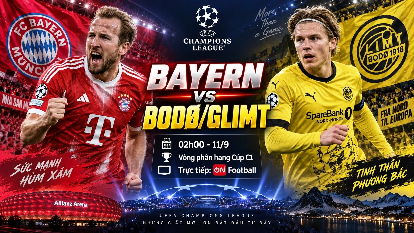 Imagem ilustrativa sobre Bayern de Munique aplica pressão contra Bodø/Glimt na Champions, onde assistir e horário