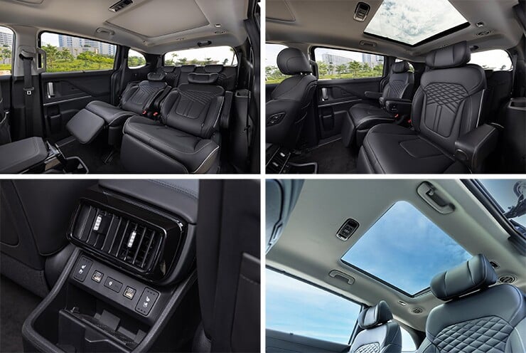 The second row seats are in the Captain America style on the Hyundai Custin.