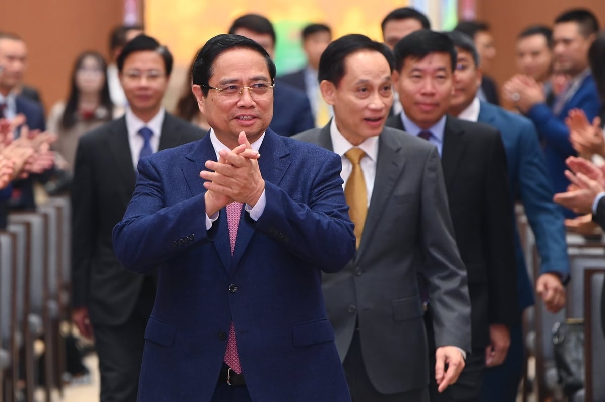 Thủ tướng Phạm Minh Chính dự và phát biểu chỉ đạo hội nghị tổng kết ngành ngoại giao năm 2025. Ảnh: Tùng Đinh.