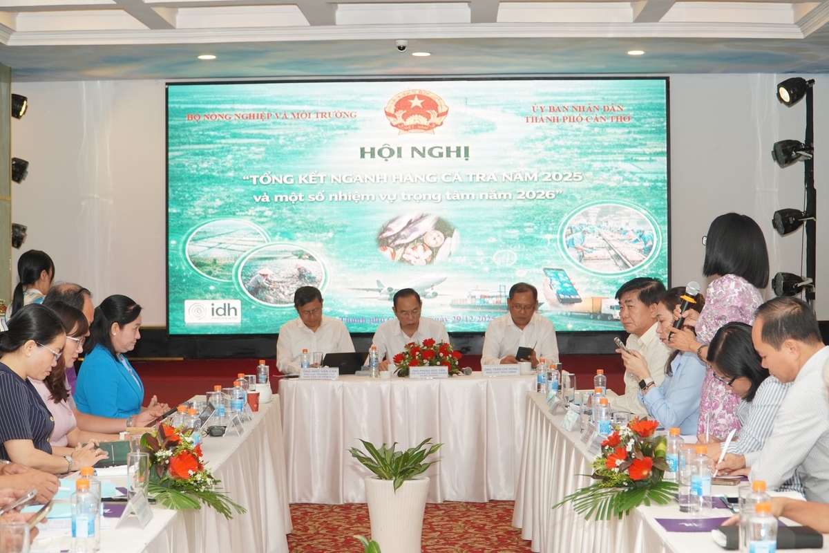 Hội nghị tổng kết ngành hàng cá tra năm 2025 và triển khai một số nhiệm vụ trọng tâm năm 2026 được tổ chức tại TP Cần Thơ. Ảnh: Kim Anh.